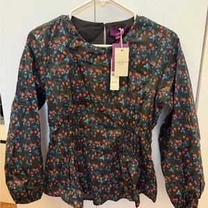 Liberty Women's Blouse - Black with Red and Blue Floral